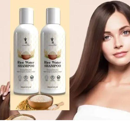 Drpshippr Rice Water Hair Shampoo in a pack of two, sulfate and paraben free, for gentle hair cleansing and nourishment.