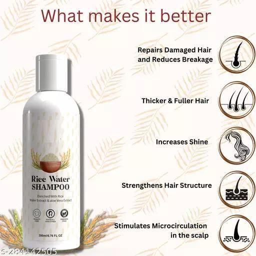 Drpshippr Rice Water Hair Shampoo pack of 2, paraben and sulphate-free, with bottles showing label and clear liquid inside.