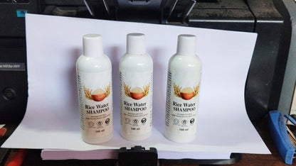 Drpshippr Rice Water Hair Shampoo in a pack of 2, sulfate and paraben free, shown in clear bottles with white labels.