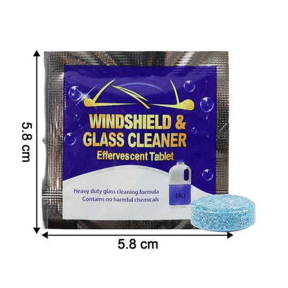 Wukusy car windshield glass cleaning effervescent tablet dissolving in water, used for cleaning vehicle glass surfaces.