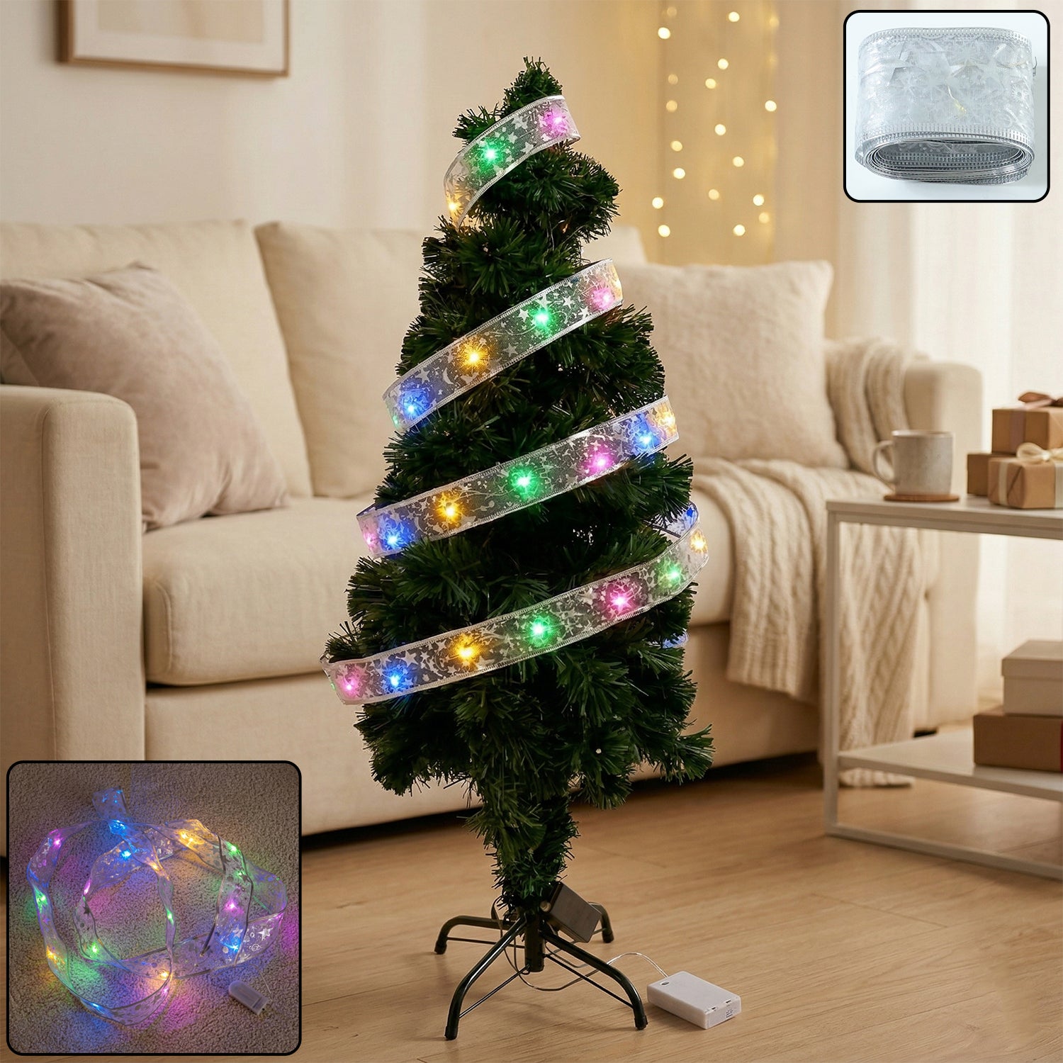 Decorative LED ribbon light strip by Wukusy, 2 meters long, featuring flexible, colorful LED lighting for home or event decor.