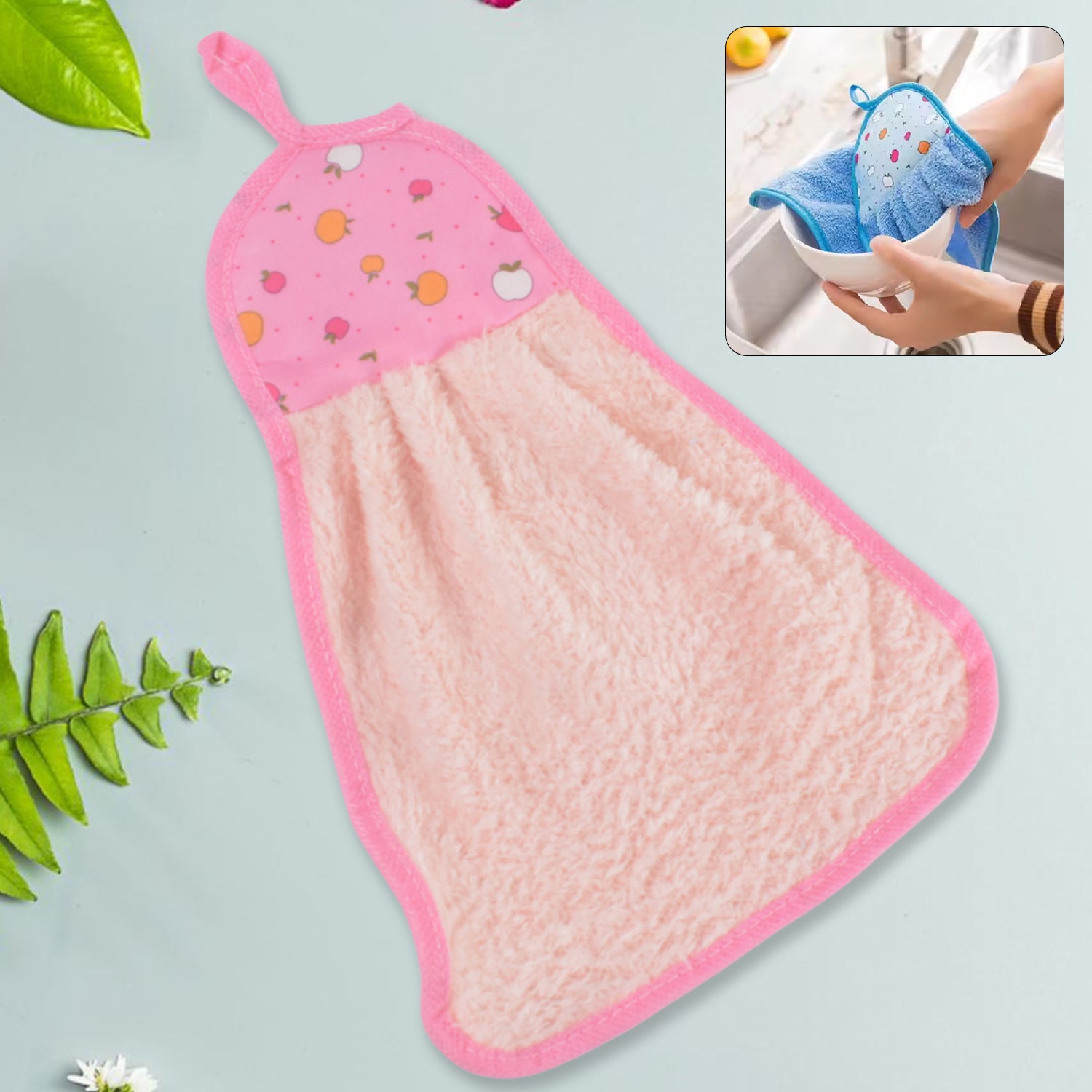 Wukusy microfiber hanging hand towel with loop, ideal for kitchen use, featuring a soft, absorbent fabric and convenient hanging loop.