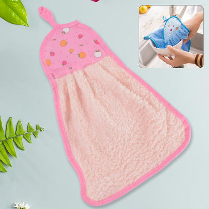 Wukusy microfiber hanging hand towel with loop, ideal for kitchen use, featuring a soft, absorbent fabric and convenient hanging loop.