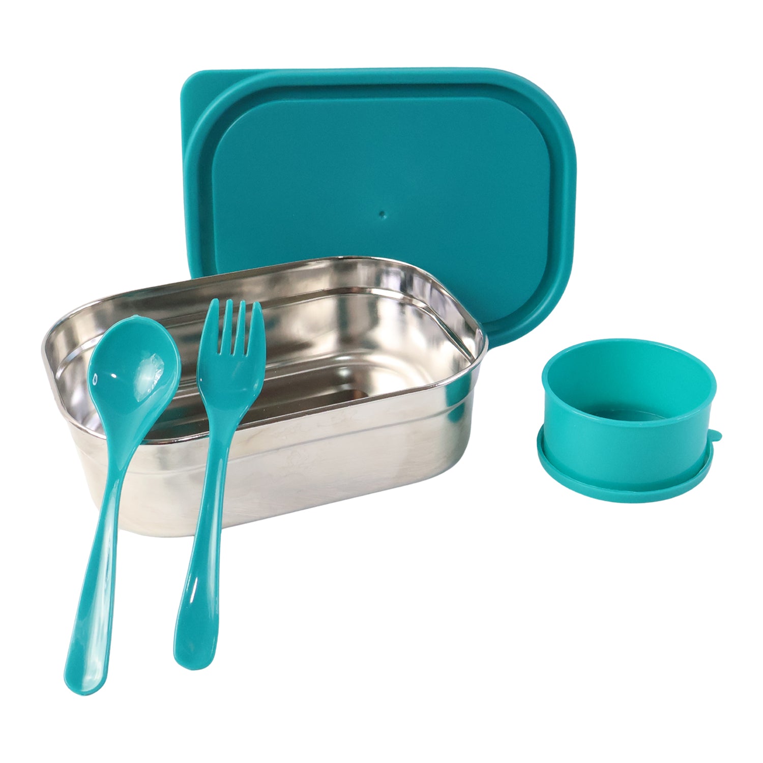 Stainless steel lunch box set by Wukusy with multiple compartments and secure lid for carrying meals conveniently.