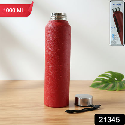 Red Alpha Pro Classic stainless steel water bottle by Wukusy, 1000 ml capacity, with a sleek red finish and durable design
