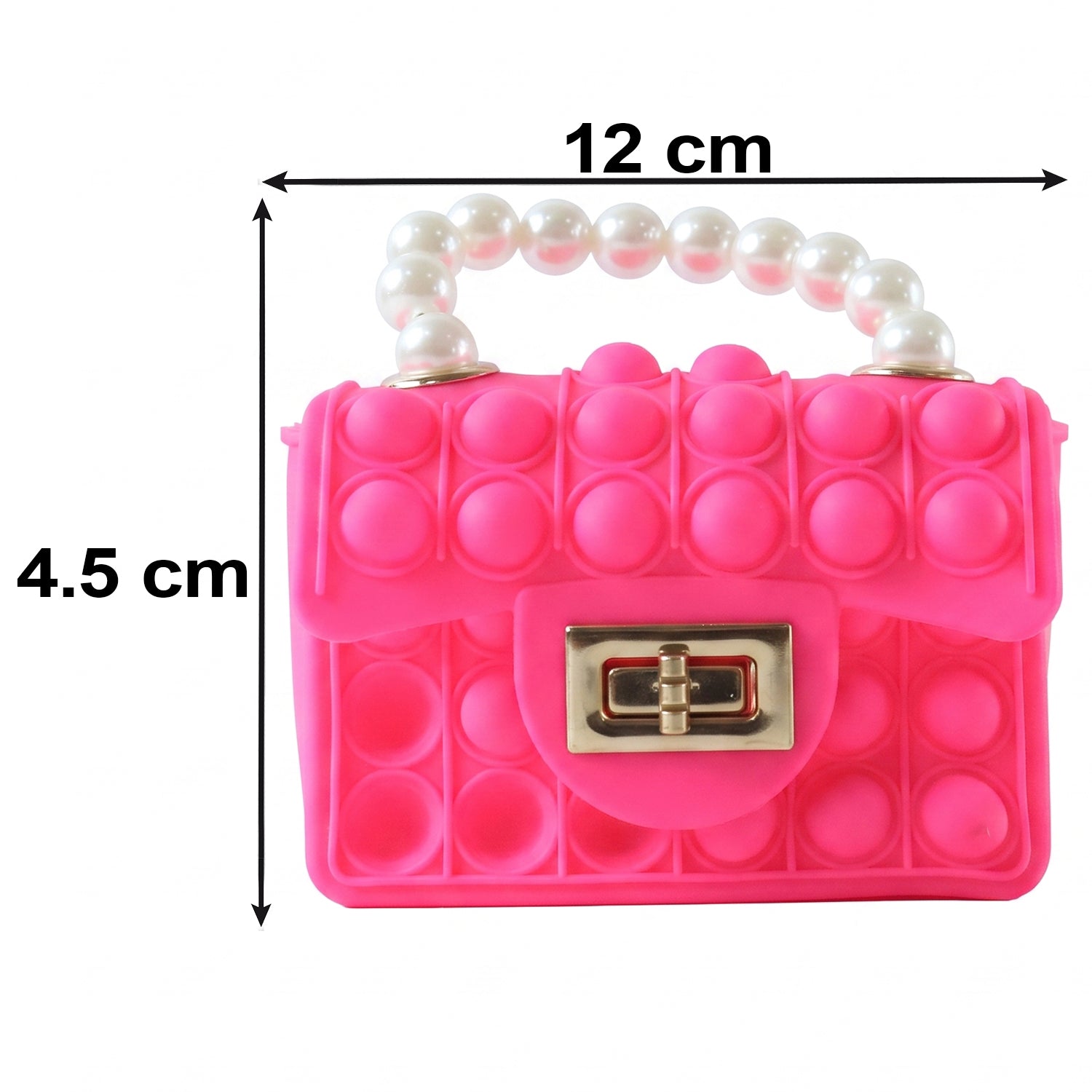 Kids Wukusy Pop It Fidget Purse with pearl handle, silicone sling bag featuring colorful pop it design and playful style.