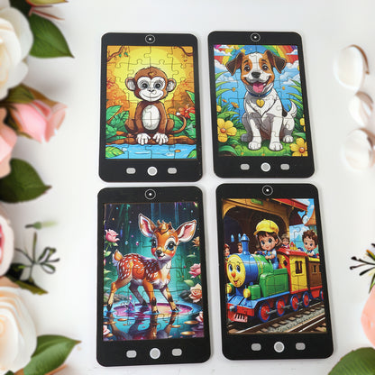 Kids Wukusy mini cartoon jigsaw puzzle featuring colorful mix of fun cartoon characters, perfect for children's toy collection.