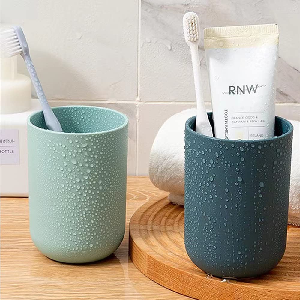 Wukusy multipurpose plastic wall mount toothbrush holder with two cups, ideal for bathroom organization and home improvement.