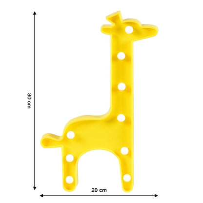 Giraffe-shaped LED decorative night light by Wukusy, suitable for home decor, glowing softly in a cozy room setting.