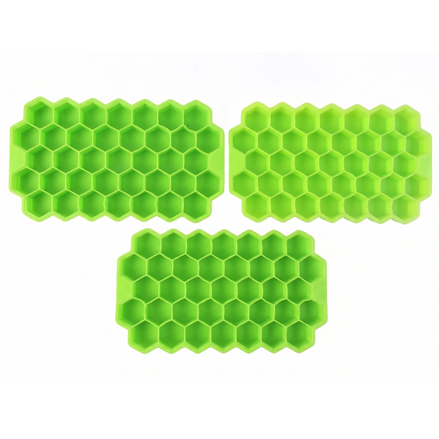 Wukusy silicone honeycomb ice cube tray with 37 cavities, flexible mold for making ice cubes in a honeycomb pattern.