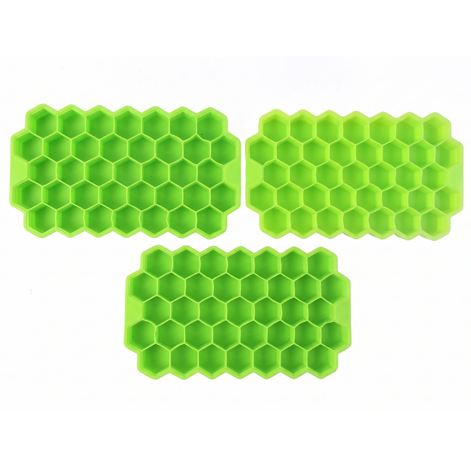 Wukusy silicone honeycomb ice cube tray with 37 cavities, flexible mold for making ice cubes in a honeycomb pattern.
