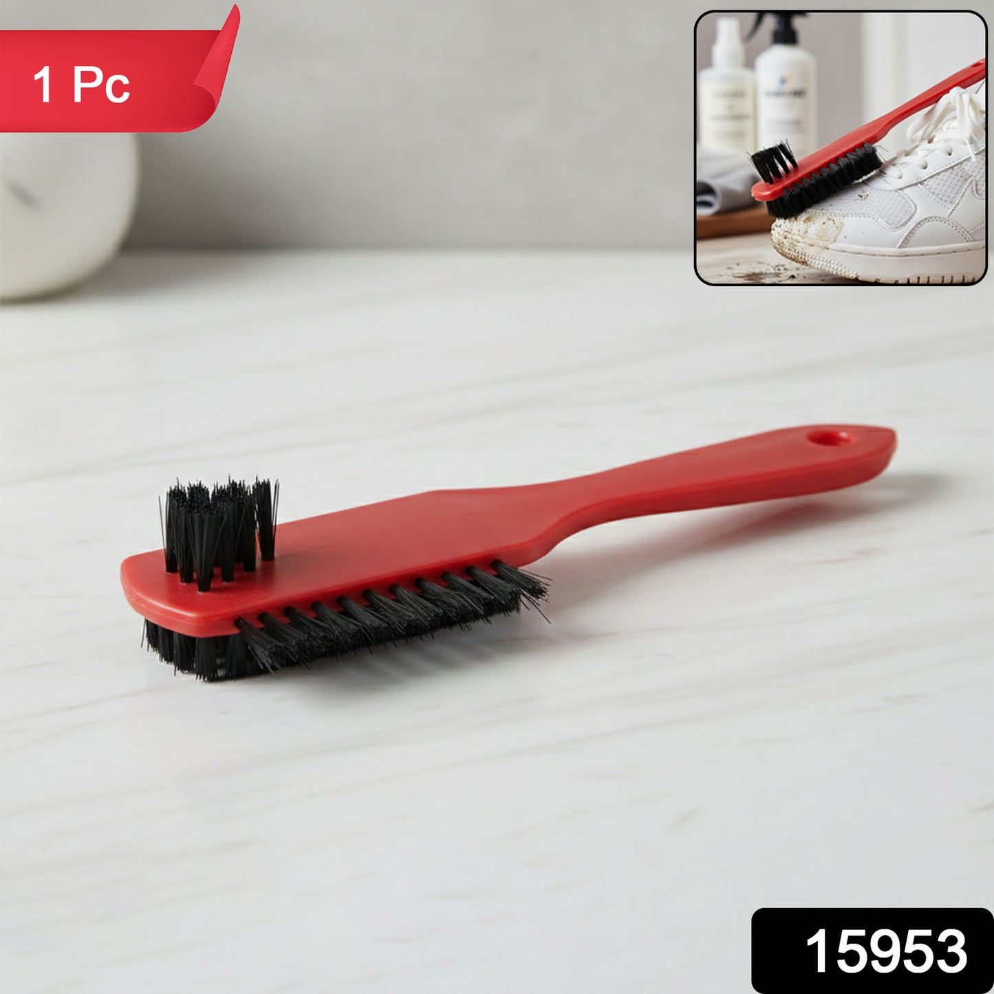 Wukusy multipurpose shoe cleaning brush with wooden handle and natural bristles for cleaning sneakers, boots, and casual shoes.