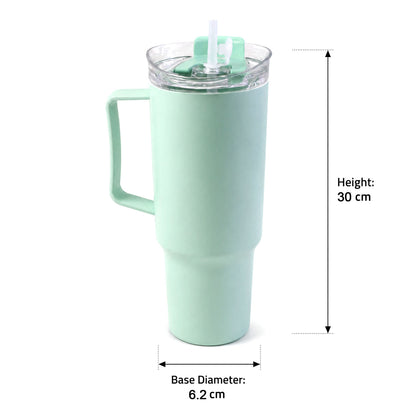 Wukusy Toony Tumbler 1800ml plastic travel sipper with handle, straw, and lid, shown with colorful design and sturdy handle.
