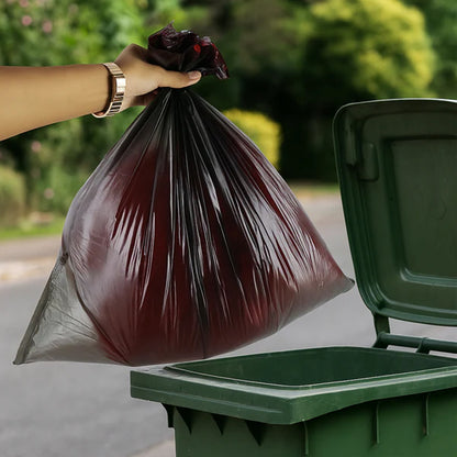 Heavy duty garbage bags roll by Wukusy, 50 large 45x55 cm trash bags shown in the image