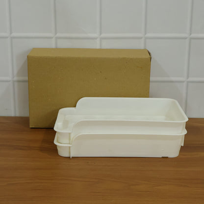 Wukusy plastic egg storage tray holder set with two clear trays for organizing eggs in the refrigerator or kitchen.