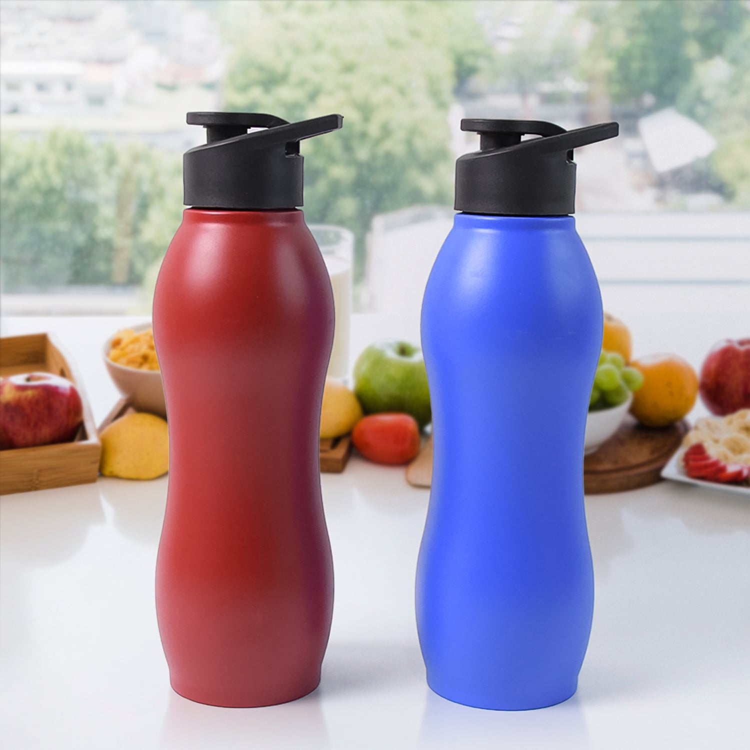 Stainless steel Wukusy 1000ml matte water bottle in mixed colors, with a sleek, durable design for everyday use