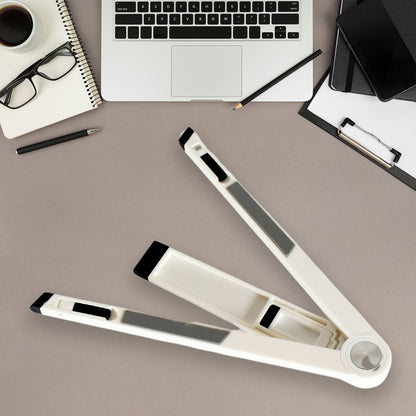 Wukusy Slim Tablet Mobile Stand, adjustable and foldable scaffold for holding tablets securely in landscape or portrait mode.