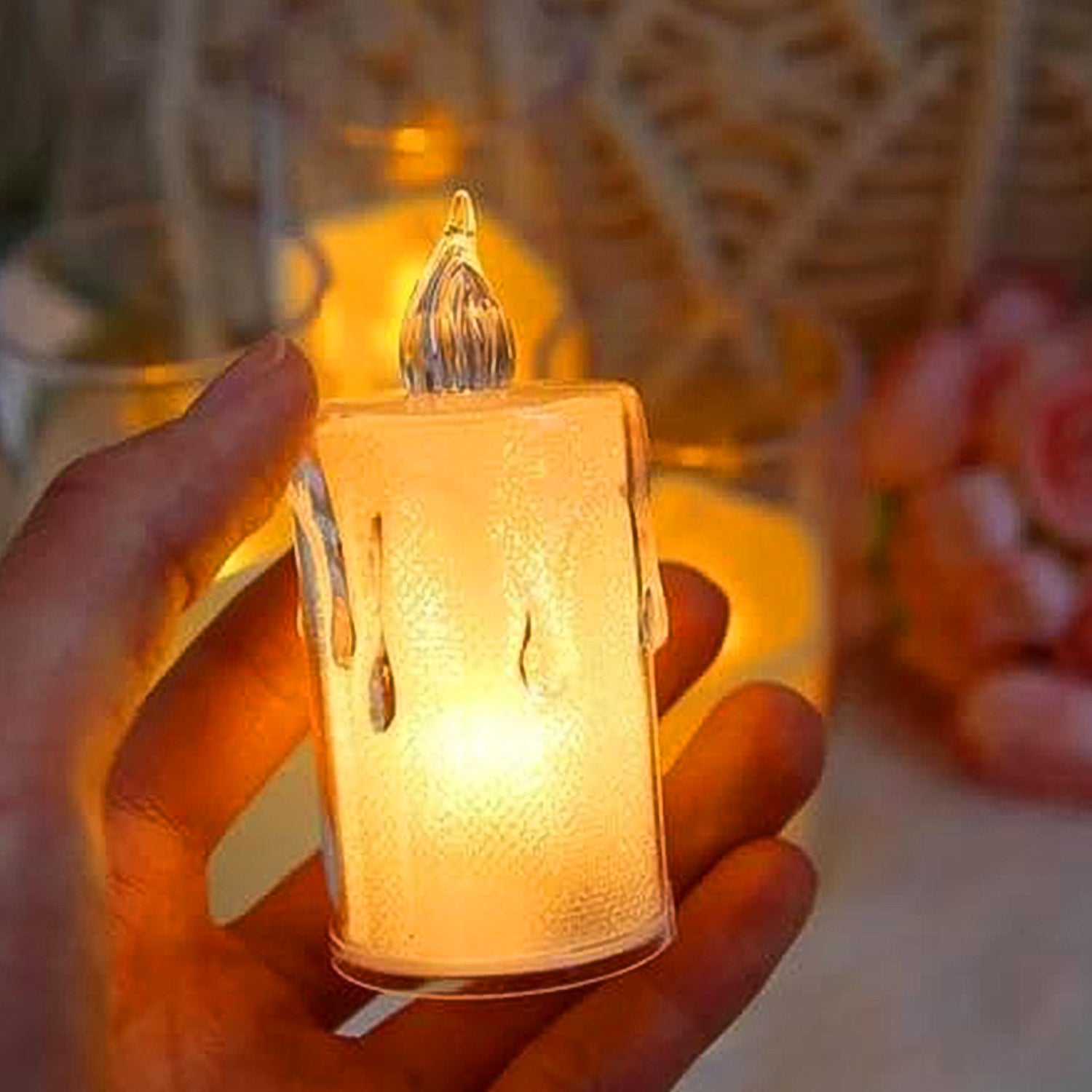 Wukusy 6240a simple crystal candles for home decoration, featuring elegant candle lights on a stylish surface.