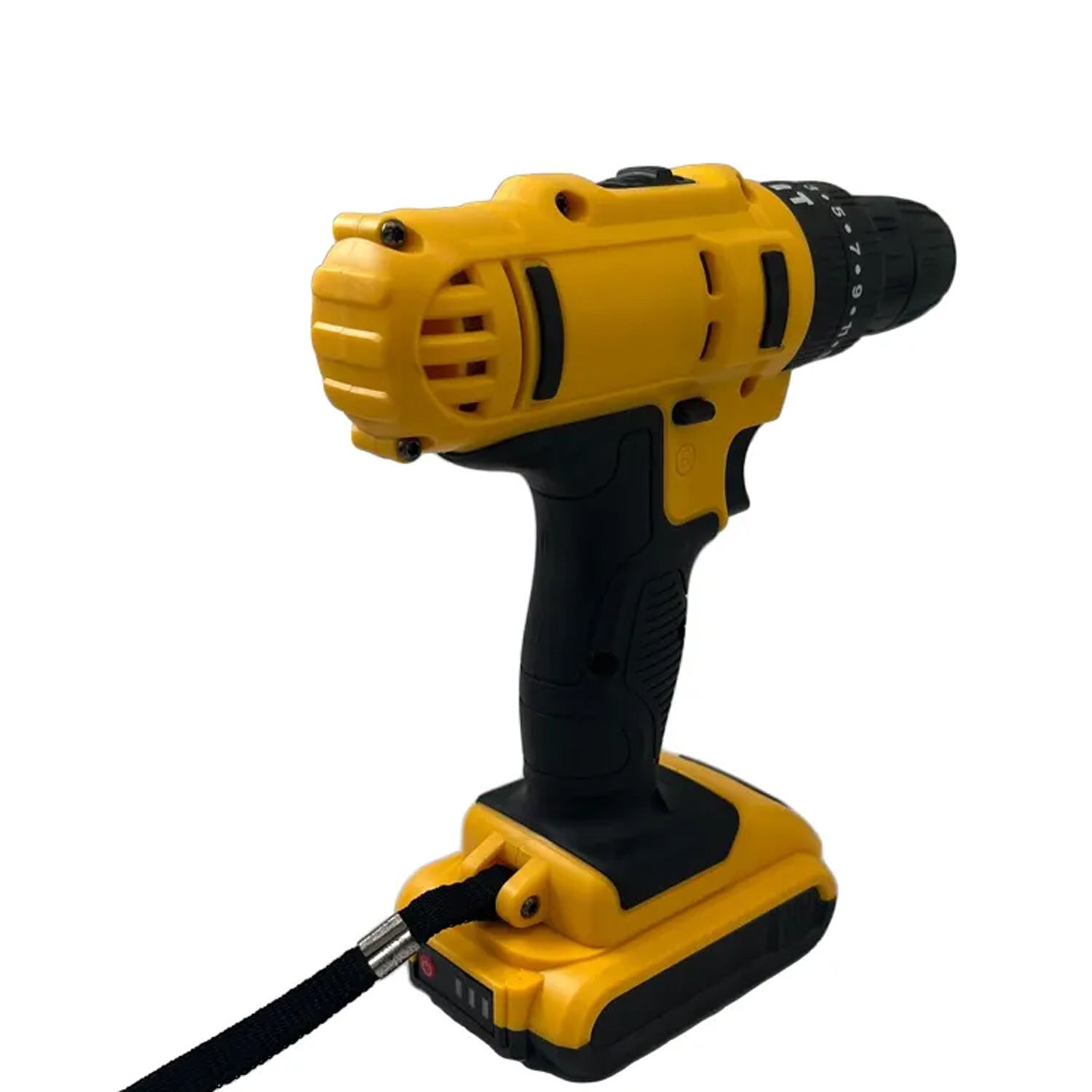 Wukusy 21V Lithium Double Battery Cordless Drill Set with 29 pcs, showing drill and accessories on a work surface