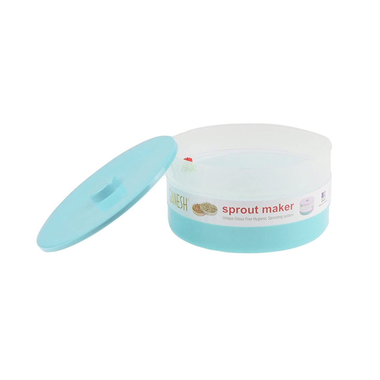 Wukusy 8109 Ganesh Sprout Maker bean bowl, kitchen tool for growing sprouts, 1800 ml capacity, white plastic container on countertop.