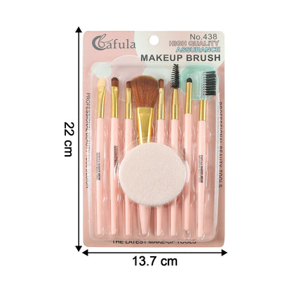 Wukusy 9-in-1 professional makeup brush set with various brushes for foundation, eyeshadow, and blending on a white background.