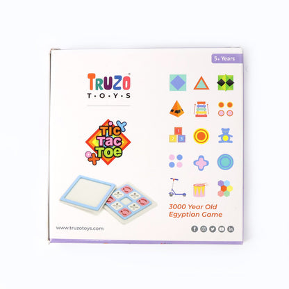 Wukusy Tic Tac Toe classic strategy board game for kids, featuring a 3x3 grid with colorful game pieces on a wooden board.