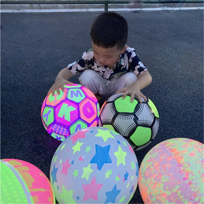 Wukusy 8056 Bouncy Stress Reliever Rubber Ball for kids, fun LED light-up toy, perfect for stress relief and play.