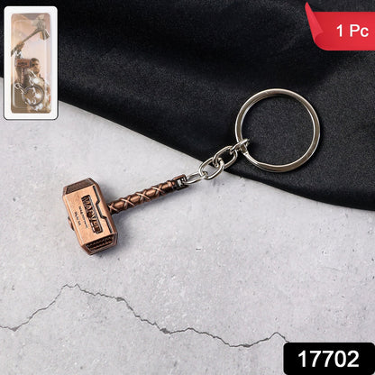 Wukusy metal hammer-shaped keychain accessory with a detailed hammer design on a keyring.
