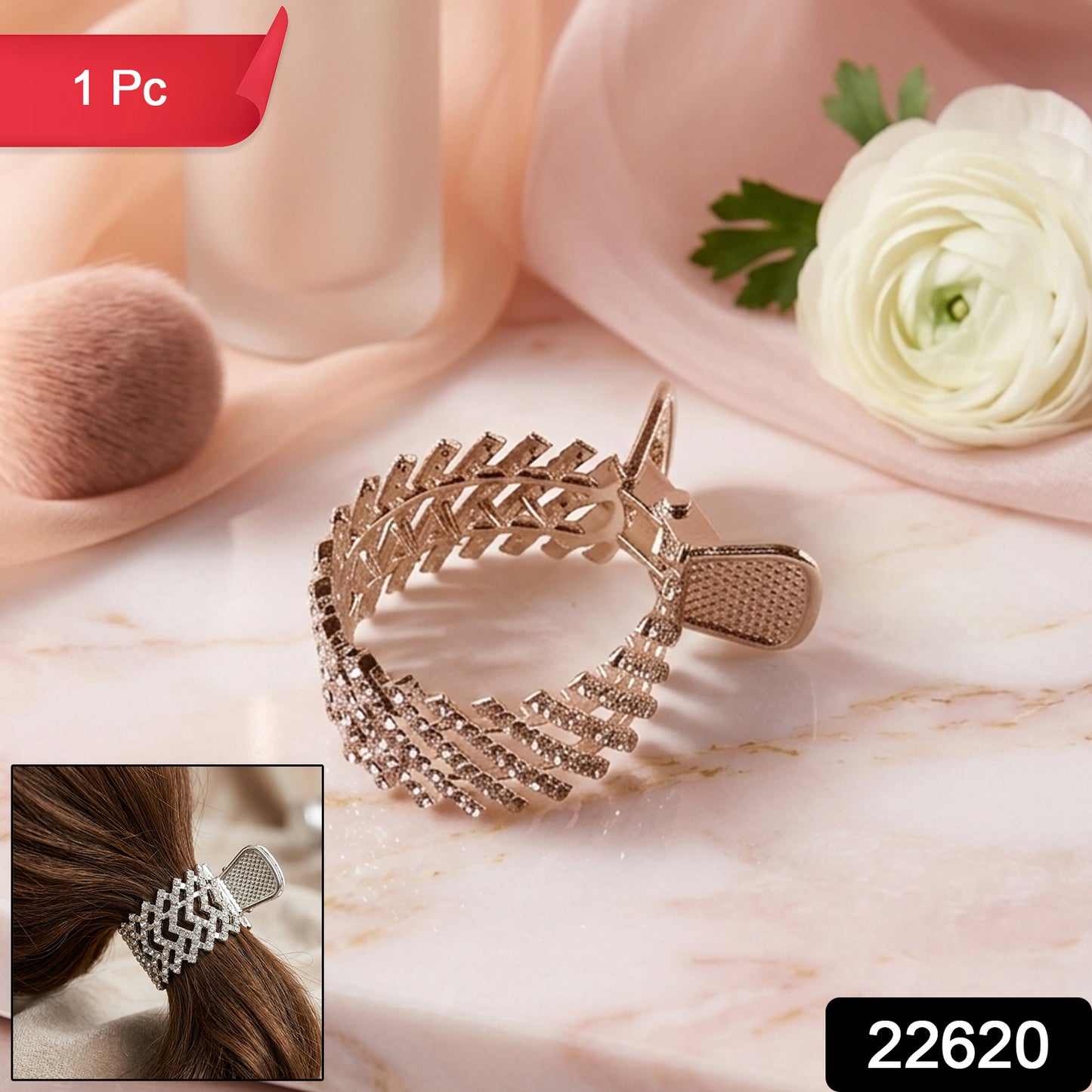 Elegant crystal-studded metal hair claw clip by Wukusy, showcasing shiny crystals and sturdy design for secure hair styling.
