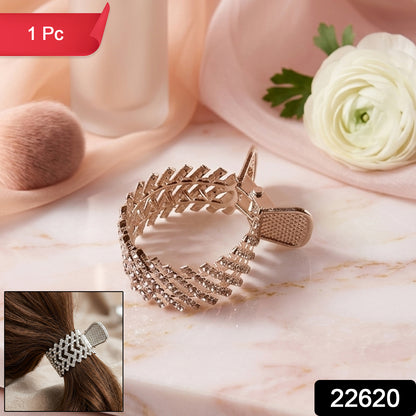 Elegant crystal-studded metal hair claw clip by Wukusy, showcasing shiny crystals and sturdy design for secure hair styling.