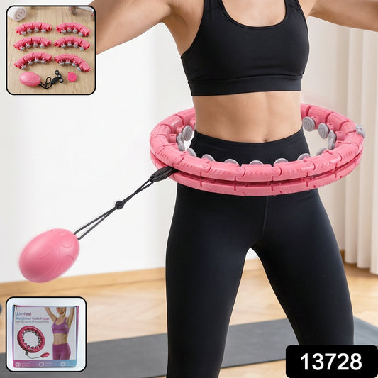 Wukusy adjustable smart weighted hula hoop with massage ball for waist slimming, shown assembled with padding and massage features