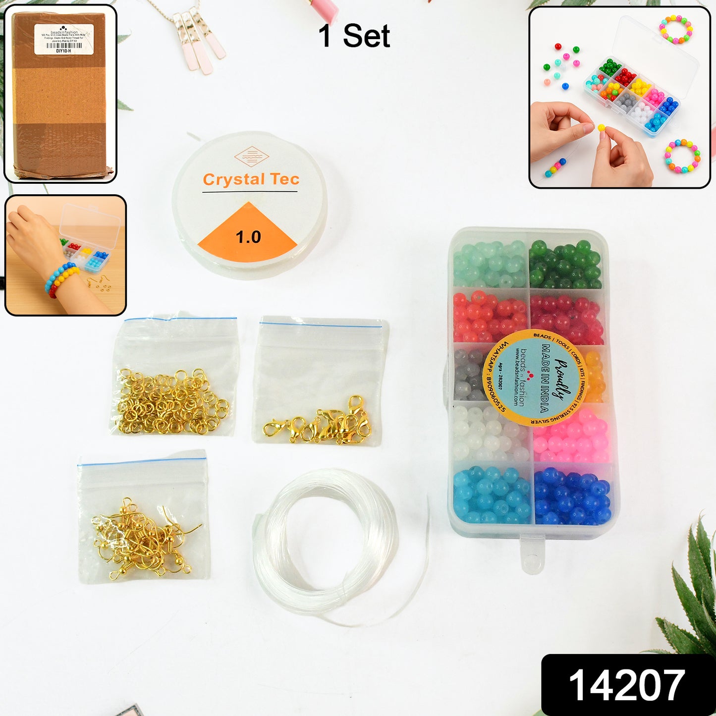 Wukusy premium DIY jewelry making kit with colorful beads, clasps, and tools for crafting fashion jewelry.
