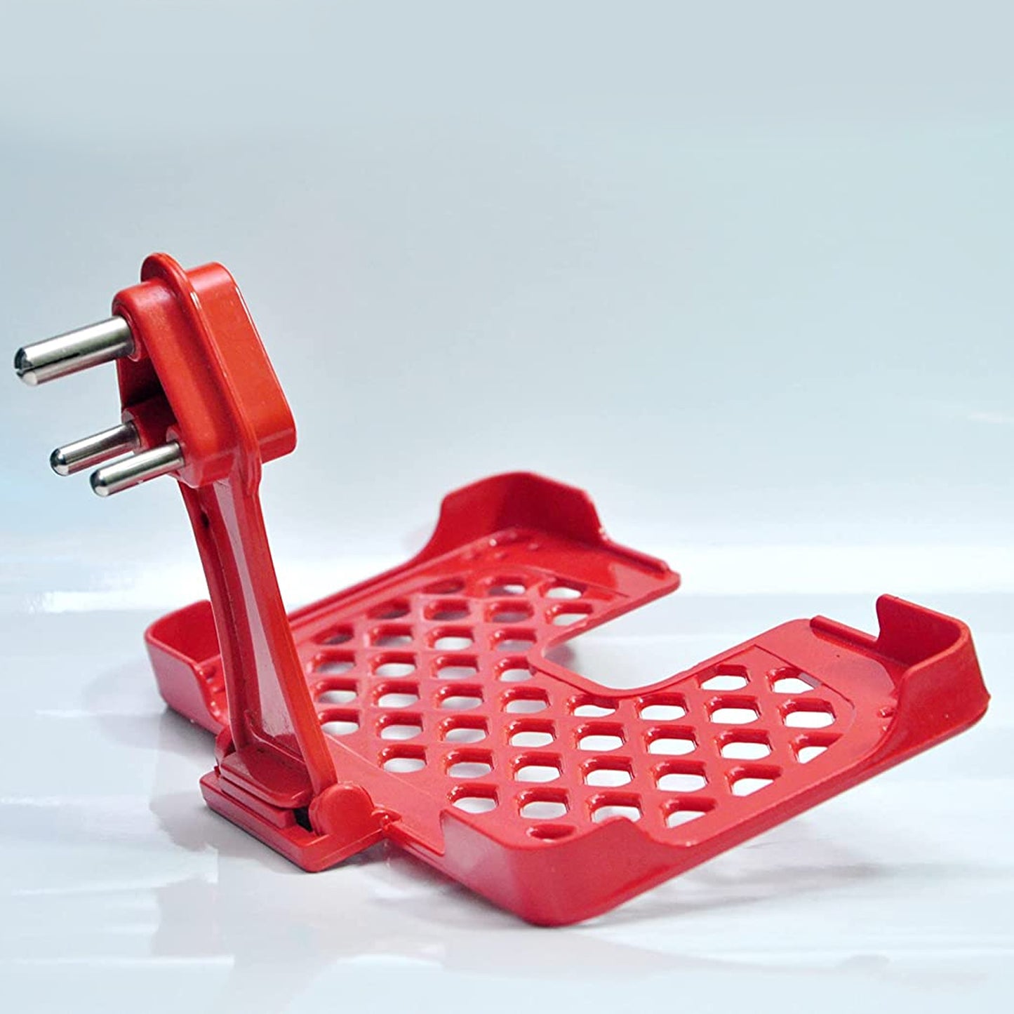 Red Wukusy 6496 multi-purpose wall holder stand for charging mobiles, fits in socket, hangs securely, ideal for mobile accessories.