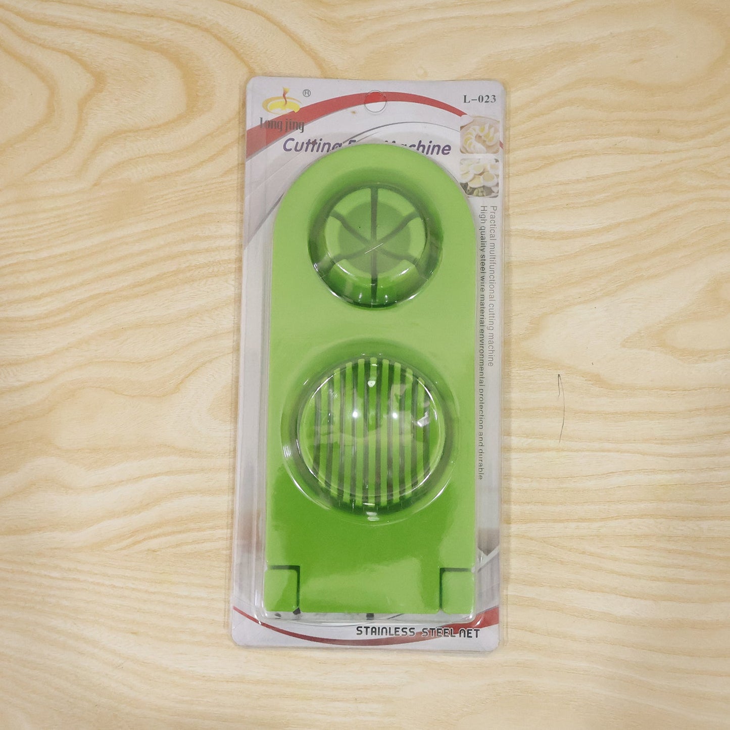 Wukusy 2-in-1 egg slicer and wedger with stainless steel wire for slicing boiled eggs, compact kitchen tool.