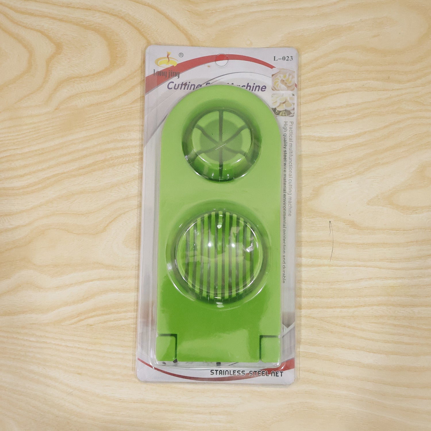 Wukusy 2-in-1 egg slicer and wedger with stainless steel wire for slicing boiled eggs, compact kitchen tool.