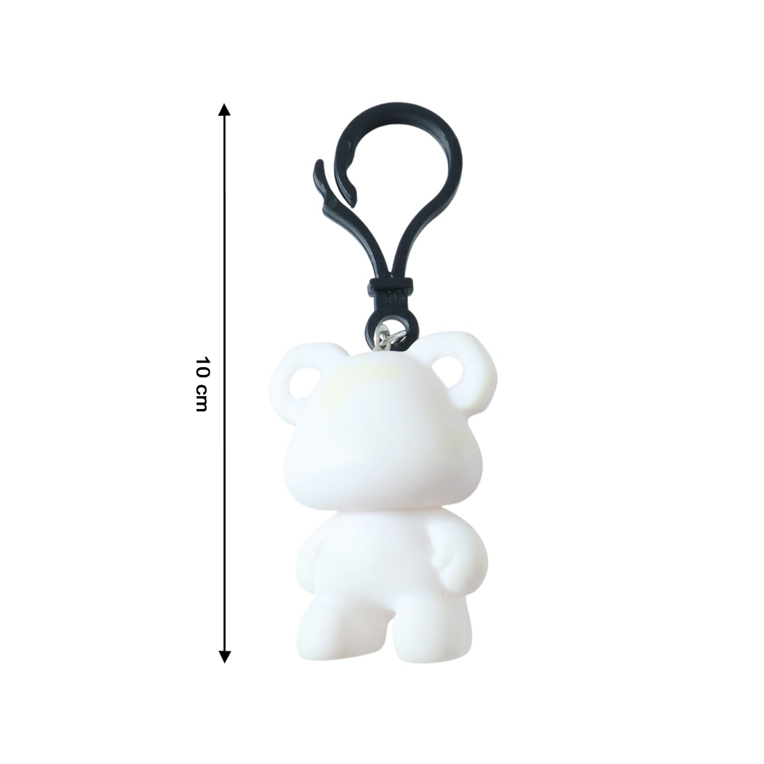 Wukusy cute bear figure keychain with a small, detailed bear design attached to a metal keyring.