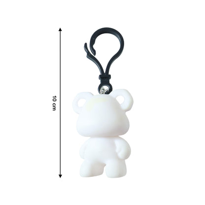 Wukusy cute bear figure keychain with a small, detailed bear design attached to a metal keyring.