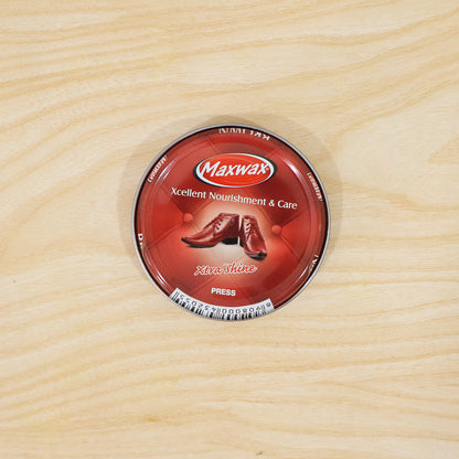 Wukusy Maxwax brown shoe polish cream in a 40g tin, ready for polishing and restoring leather shoes.