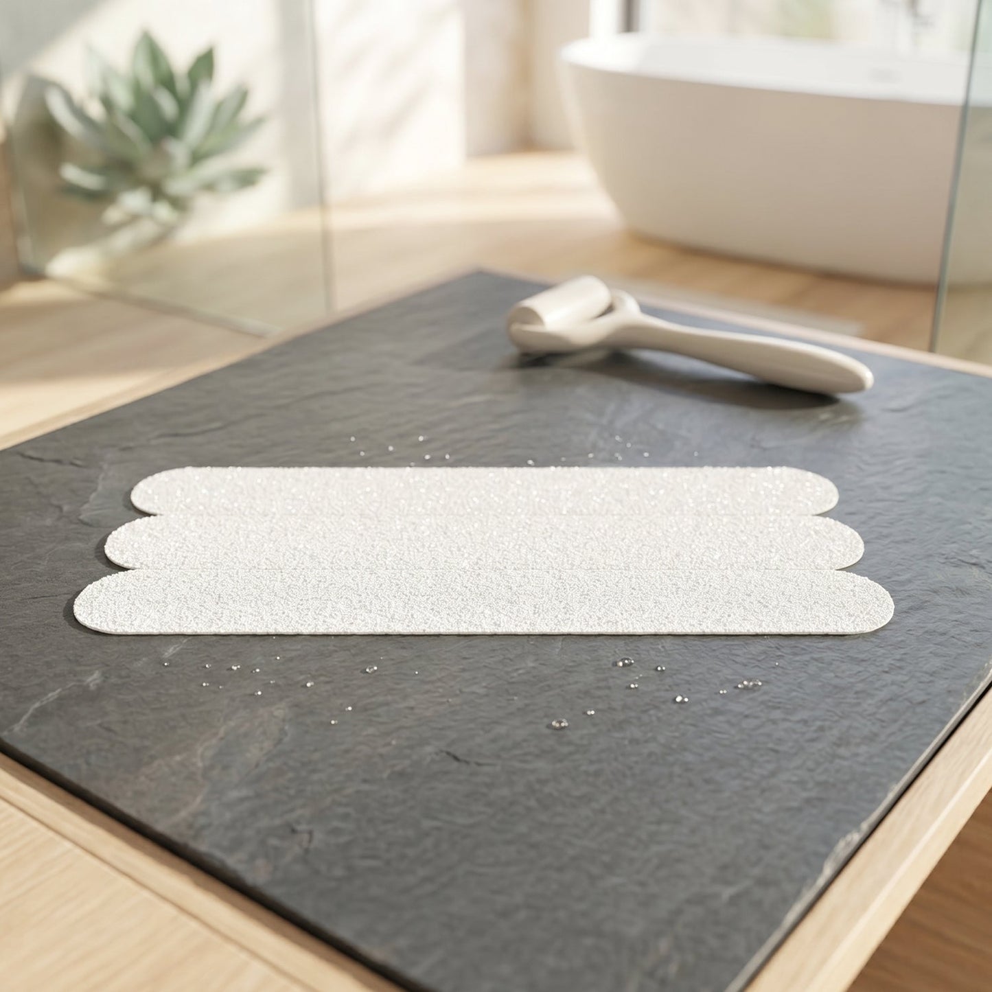 Wukusy anti-slip bath strips with invisible grip for safe, secure bathing on smooth bathtub surfaces.