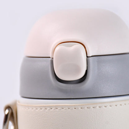 Stainless steel Wukusy 350ml insulated coffee and tea bottle with lid, designed for hot and cold beverages, on white background.