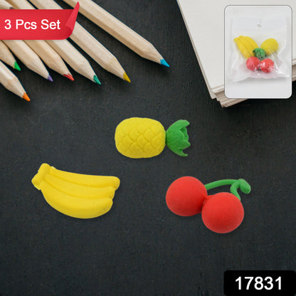 Set of three colorful Wukusy Mix Design Fancy Stylish Erasers for office use, featuring vibrant, playful patterns on each eraser.