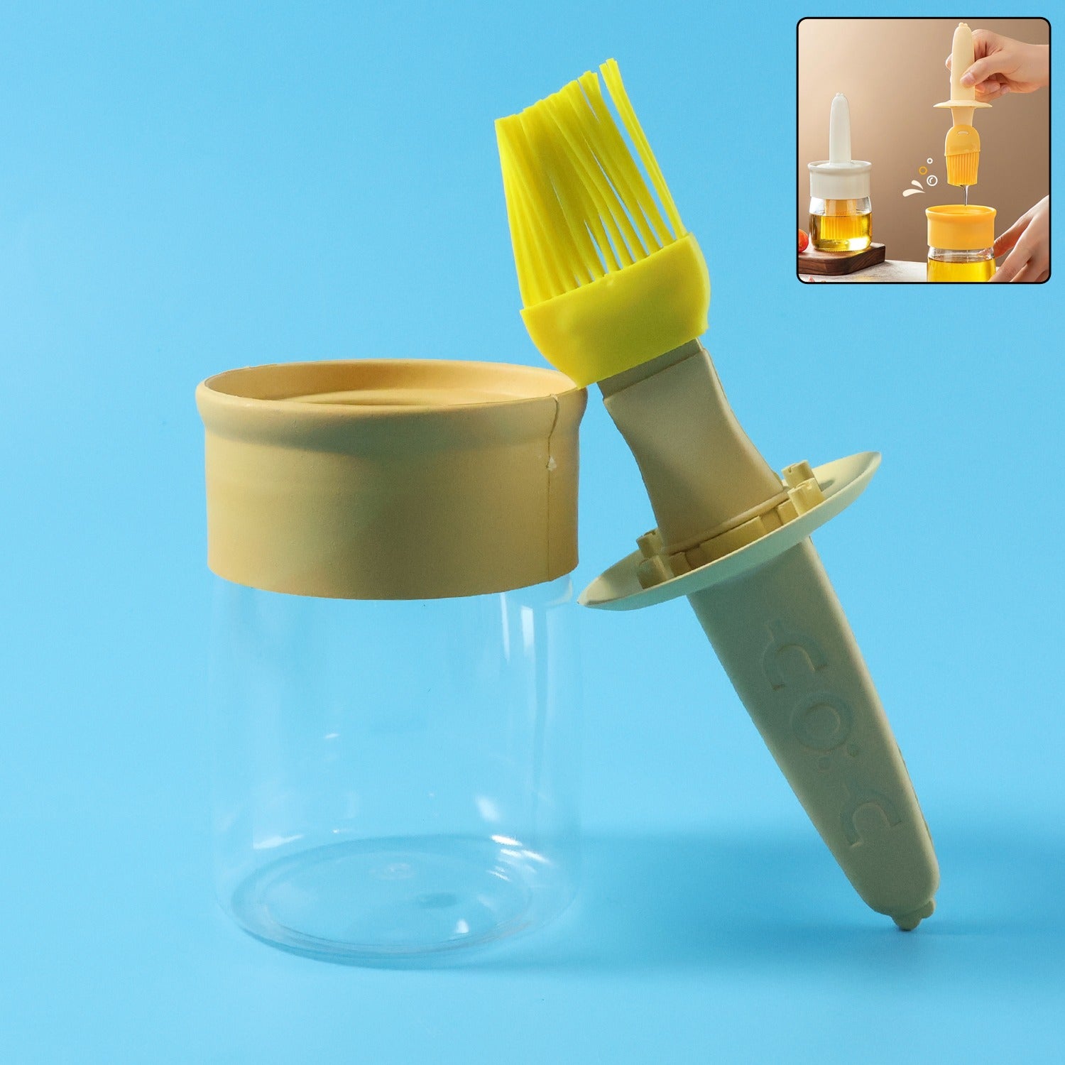 Wukusy 2-in-1 oil dispenser bottle with a clear container and pour spout for easy oil and vinegar dispensing.