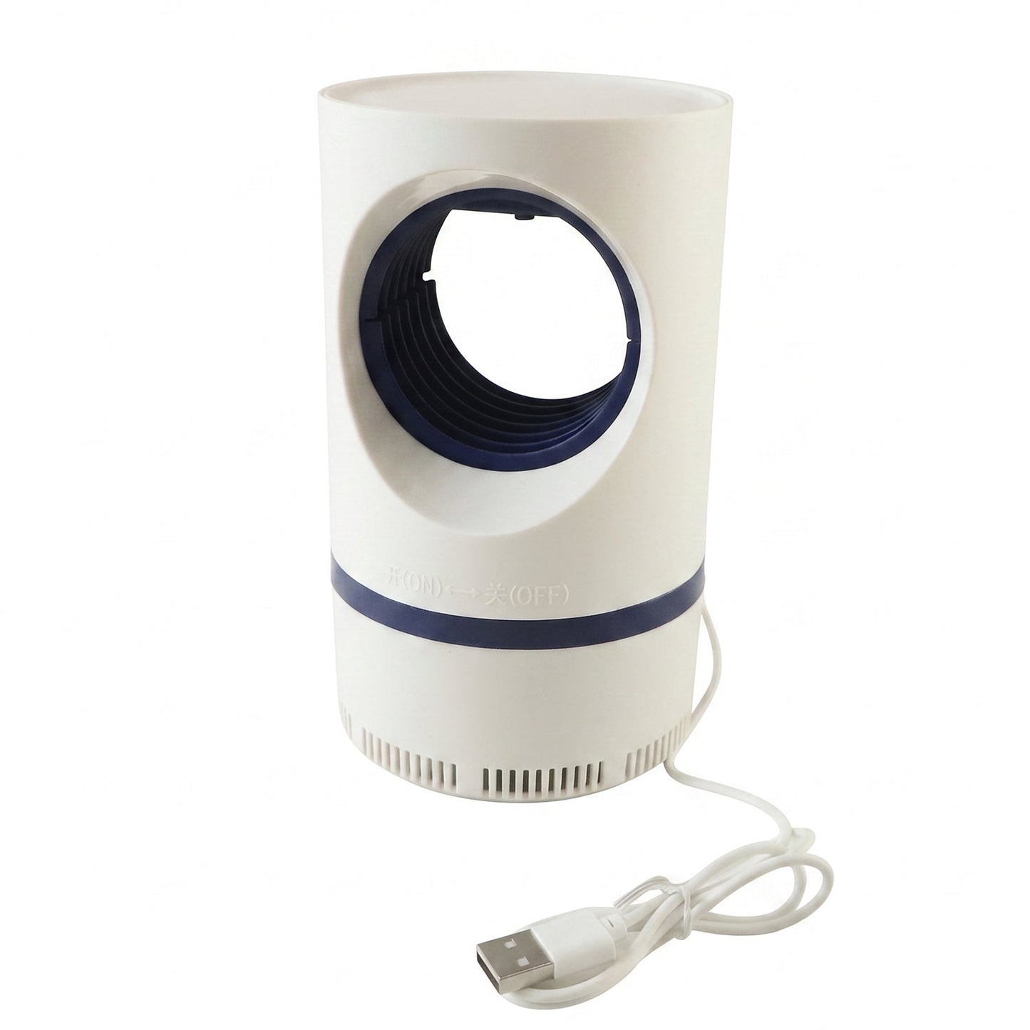Wukusy electric USB mosquito killer lamp with suction trap, indoor insect trap device showing UV light attracting mosquitoes.