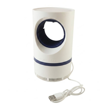 Wukusy electric USB mosquito killer lamp with suction trap, indoor insect trap device showing UV light attracting mosquitoes.