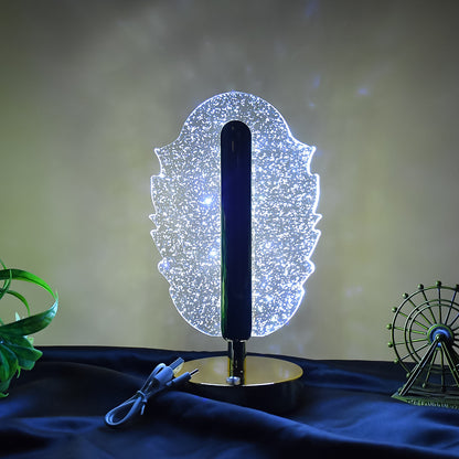 Elegant feather-shaped crystal table lamp by Wukusy, featuring a delicate, decorative design perfect for home decor accents.