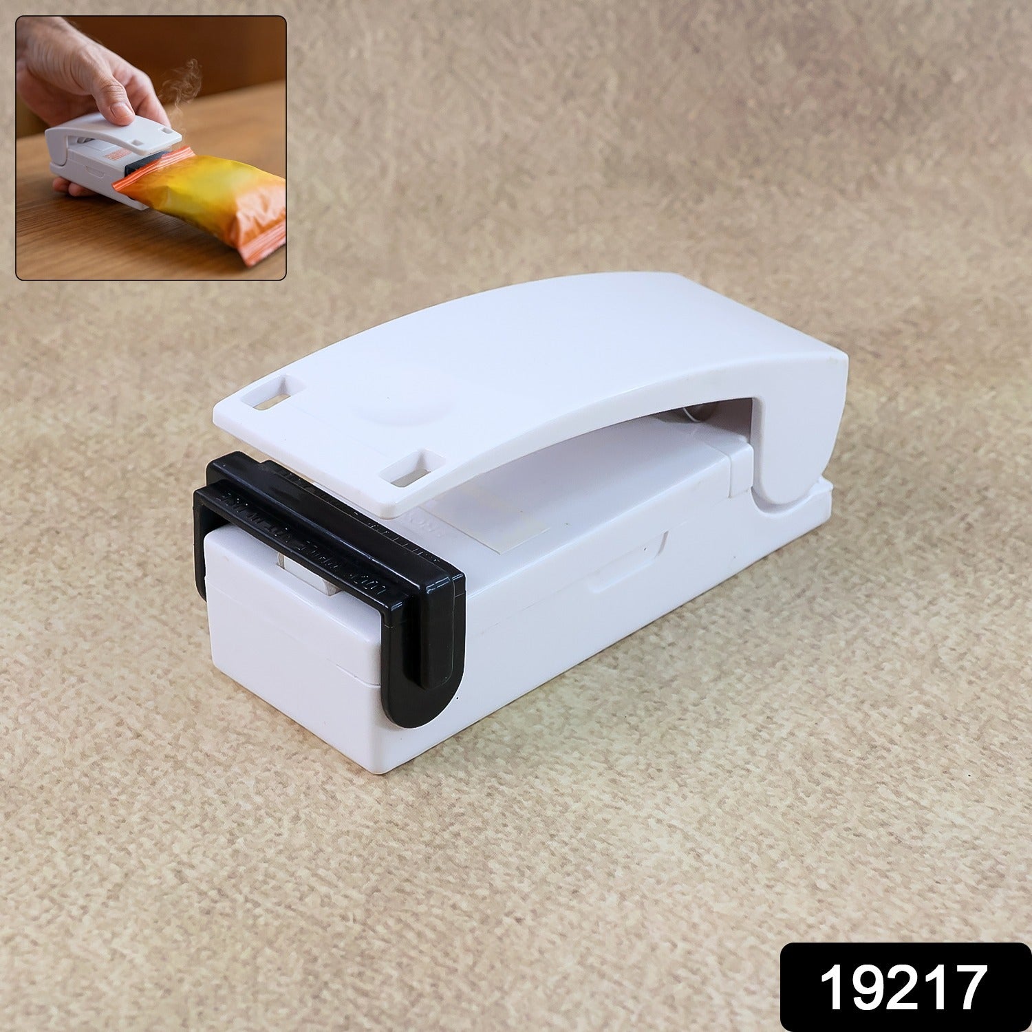 Wukusy portable mini heat sealer machine for plastic bags, compact home and kitchen tool with sealing wire and control knob.