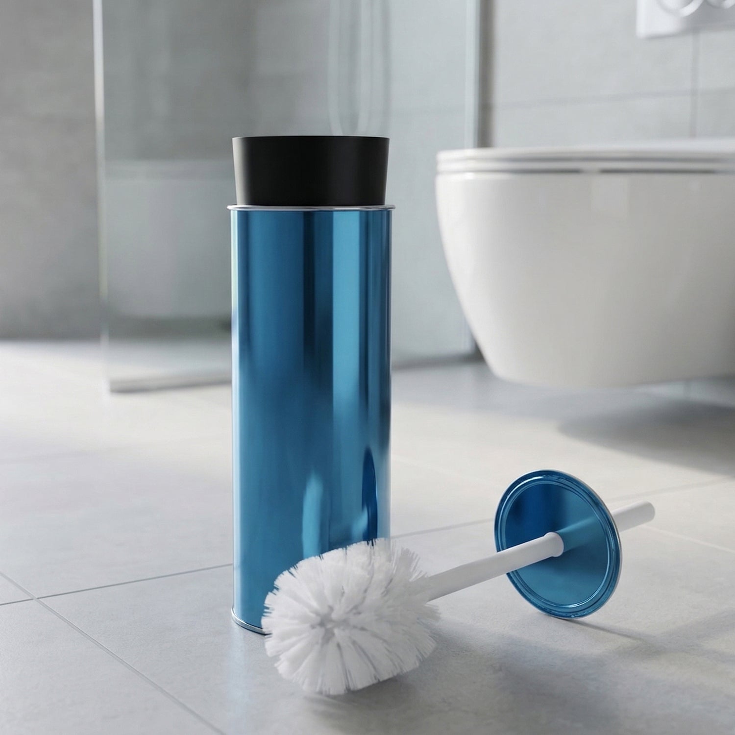 Wukusy premium toilet cleaning brush with holder set, featuring a sturdy brush and sleek holder for bathroom sanitation.