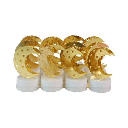 Set of 12 Wukusy decorative moon-shaped flameless LED candles for home decor, with warm glowing light and realistic moon design.