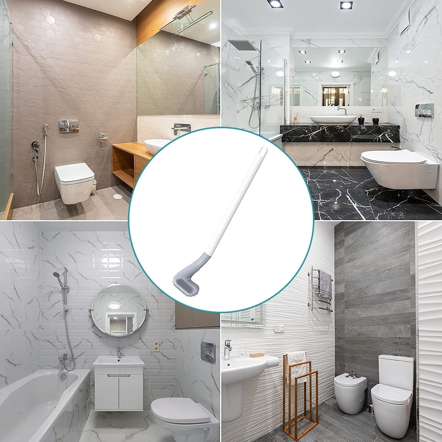 Wukusy golf-shaped toilet cleaner brush with handle, designed for bathroom cleaning and maintenance.