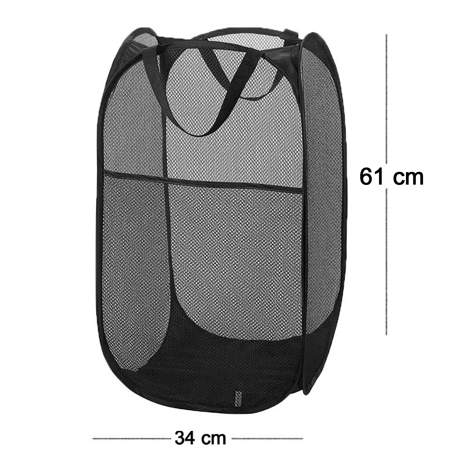 Large Wukusy foldable mesh laundry basket with durable fabric, 36x36x60cm, ideal for organizing clothes and laundry.